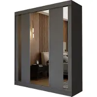 Masseno Schiebetürenschrank GRAZIA 180 cm Kleiderschrank Schlafzimmer Schrank 3-türig mit Spiegel Grau
