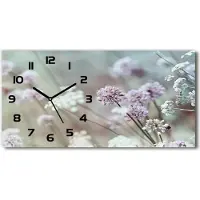 Tulup Wanduhr aus Glas – 60x30 cm - Glasbild - Glasuhr - Gehärtetes Glas - schwarze-zeiger - wilde Blumen