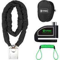 Famanu Scheibenbremsen-Motorschloss mit Alarm 110 dB - Kettenschloss 12 m x 7 mm - wasserdicht IP06 - Erinnerungs-Kabel