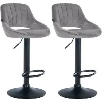 CLP 2er Set Barhocker Milet Samt B dunkelgrau