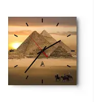 ARTTOR Wanduhr - Quadrat - Glasuhr - Pyramide ägypten wüste - 30x30cm - Schleichendes Uhrwerk - Lautlos - zum Aufhängen bereit - Dekoration Modern - Wanddekoration aus Glas - C3AC30x30-2196
