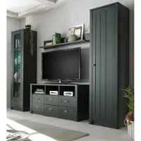 Furn.Design Wohnwand "Forres" 4-teilig grün Landhaus Schrankwand 270 x 198