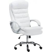 In And OutdoorMatch Bürostuhl Reina - Weiß - Auf Rollen - Kunstleder - Für Erwachsene - Ergonomischer Bürostuhl - Höhenverstellbar 45-52cm