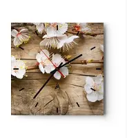 ARTTOR Wanduhr - Quadrat - Glasuhr - Blume Stängel - 30x30cm - Schleichendes Uhrwerk - Lautlos - zum Aufhängen bereit - Dekoration Modern - Wanddekoration aus Glas - C3AC30x30-3537