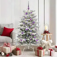 vidaXL "Schlussverkauf" Künstlicher klappbarer Weihnachtsbaum(1 pc) - Kunstbaum/Tannenbaum - Weiß 150 cm PE und PVC C7438