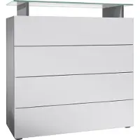 Vladon Sideboard Pavos V2, Kommode mit 4 Schubladen und Glasablage, Anthrazit matt/Weiß matt (76 x 80 x 33 cm)