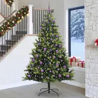 vidaXL "Schlussverkauf" Künstlicher Klapp-Weihnachtsbaum(1 pc) - Kunstbaum/Tannenbaum - mit 300 LEDs Grün 240 cm C7521