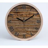 Tulup Holzuhr 25fi cm wanduhr - schwarze Spitzen - Holzwand