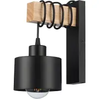 MasterLed Hängende Wandleuchte - E27 - Weiß mit Holz - skandinavisches Design - warm & modern für Wohnzimmer & Flur