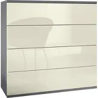 Vladon Kommode Pavos V3 hängend, Sideboard mit 4 Schubladen Anthrazit matt/Creme Hochglanz (76 x 94 x 35 cm)
