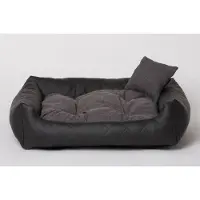 Mayaadi Home Hundebett Gestepptes Kunstleder Schwarz Gr. XXXL - 130x110 cm Hundekissen Hundesofa Hundekorb Katzenkorb Bett Katzenbett