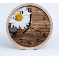 Tulup Holzuhr 30fi cm wanduhr - Daisy Blumen