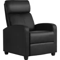 Yaheetech Relaxsessel Fernsehsessel Einzelsofa Ruhesessel Cinemasessel Sofa Recliner TV Hocker Sofa Bein-Ablage Kunstleder Schwarz