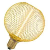Osram DECOR LED Globe 3.5W mit Strohfilament, gemütliches Warmweiß 818, 150lm/1800K, klar, goldfarbenes bleifreies Glas mit E27 Schraubgewinde, dimmbar, 125 mm Durchmesser.