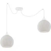 Light11 HOME Hängelampe Spider Riffle Weiß 2 flache weiße Lampenschirmkugeln E27