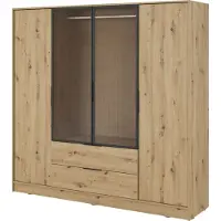 Masseno Drehtürenschrank CATERINA 206 cm Kleiderschrank Schlafzimmer Schrank 4-türig Eiche Artisan