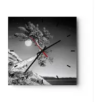 ARTTOR Wanduhr - Quadrat - Glasuhr - Voll der Mond Baum - 40x40cm - Schleichendes Uhrwerk - Lautlos - zum Aufhängen bereit - Dekoration Modern - Wanddekoration aus Glas - C3AC40x40-4689