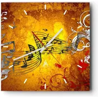 ARTTOR Wanduhr - Quadrat - Glasuhr - Musik Konzert Spaß Blume - 40x40cm - Schleichendes Uhrwerk - Lautlos - zum Aufhängen bereit - Dekoration Modern - Wanddekoration aus Glas - C3AC40x40-1964