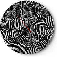 ARTTOR Wanduhr - Rund - Glasuhr - Tiere Zebra Streifen - 40x40cm - Schleichendes Uhrwerk - Lautlos - zum Aufhängen bereit - Dekoration Modern - Wanddekoration aus Glas - C4AR40x40-0340