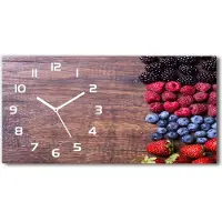 Tulup Wanduhr aus Glas – 60x30 cm - Glasbild - Glasuhr - Gehärtetes Glas - weisse-zeiger - Waldfrüchte
