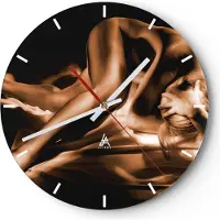 ARTTOR Wanduhr - Rund - Glasuhr - Nackte Frau Akt Modell Photofitness - 40x40cm - Schleichendes Uhrwerk - Lautlos - zum Aufhängen bereit - Dekoration Modern - Wanddekoration aus Glas - C3AR40x40-0349