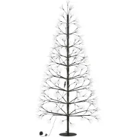 JOIEYOU 150cm Künstlicher Weihnachtsbaum Feuerwerksbaum-Stil Kunstpflanzen mit Kaltweiß LED Beleuchtung & Abnehmbarem Eisen-Stamm, Christbaum für Party, Halloween, Hochzeitsdekorationen