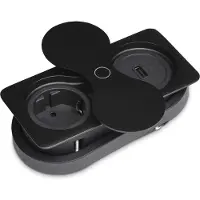 Sotech Einbausteckdose eckig (1 x USB-Anschluß / 1 x Schukosteckdose) schwarz inkl. Stecker mit Push to open Drehdeckel Steckdosenelement für Arbeitsplatten und Schreibtische von