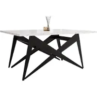Mirjan 24 Couchtisch und Esstisch Xena, 2-in-1, Rahmen aus Stahl (Farbe: Schwarz / Bianco Marmor)