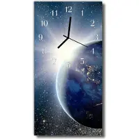 Tulup Glasuhr Wanduhr Küchenuhr Echt-Glas 30x60 Erde Welltal Blau