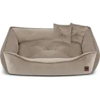 Domarex Premium Hundebett & Katzenbett MARCO aus Velvet – Haustier-Sofa, Weich, Elegant, Komfortabel, Poland, Beige 90x60cm