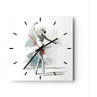 ARTTOR Wanduhr - Quadrat - Glasuhr - Ballerina Tanz Frau - 40x40cm - Schleichendes Uhrwerk - Lautlos - zum Aufhängen bereit - Dekoration Modern - Wanddekoration aus Glas - C3AC40x40-4953