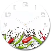 Tulup Wanduhr aus Glas 30fi Glasbild Glasuhr Gehärtetes Glas - weisse-zeiger - Chilli peppers