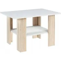 Matkam Couchtisch Ł1, H 55 x B 87 x T 60 cm, mit Verstellbarem Regal, Wohnzimmer Couchtisch Modern, Wohnzimmertisch Universal (Sonoma Eiche-Weiß)