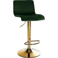 DELUKE Barhocker PESAN - Samt Grün 39x36x83 cm Gold | Barstuhl Höhenverstellbar Mit Lehne Drehbar Tresenhocker Tresenstuhl Kneipenhocker Kneipenstuhl
