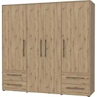 Die Möbelfundgrube Kleiderschrank Drehtürenschrank Artisan Eiche 206 cm 4 Türen - MOKKARIS -