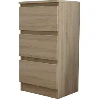 Masseno Kommode ALLEGRA 40 cm Sideboard mit 3 Schubladen für Wohnzimmer Schlafzimmer Modern 40x33x72 cm Sonoma Eiche / Sonoma Eiche
