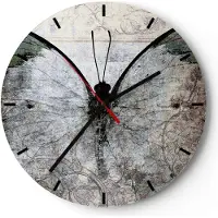 ARTTOR Wanduhr - Rund - Glasuhr - Schmetterling Abstraktion - 40x40cm - Schleichendes Uhrwerk - Lautlos - zum Aufhängen bereit - Dekoration Modern - Wanddekoration aus Glas - C3AR40x40-3679