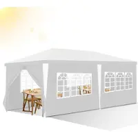 Peviasot Pavillon Partyzelt Gartenzelt Marktzelt, Stabil, Gartenpavillon mit PE Beschichtung, Sonnenschutz für Outdoor, Weiß, 3 x 6 m
