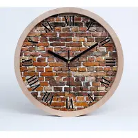 Tulup Holzuhr 30fi cm wanduhr - schwarze Spitzen - Ziegelwand