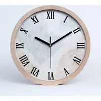 Tulup Holzuhr 25fi cm wanduhr - schwarze Spitzen - Marmor