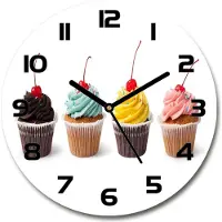 Tulup Wanduhr aus Glas 30fi Glasbild Glasuhr Gehärtetes Glas - schwarze-zeiger - Cupcakes