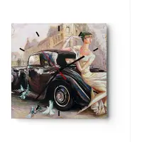 ARTTOR Wanduhr - Quadrat - Glasuhr - frau retro stil - 30x30cm - Schleichendes Uhrwerk - Lautlos - zum Aufhängen bereit - Dekoration Modern - Wanddekoration aus Glas - C3AC30x30-3467