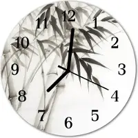 Tulup Glasuhr Wanduhr Küchenuhr Echt-Glas 30fi cm Bambus grau