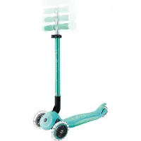 Globber ELITE GLOW LIGHTS – Roller Kinder, 120/80 mm, 3-rädrig, verstellbar, LED-Leuchtrollen, Glow-Effekt, dunkelmint