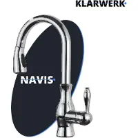 KLARWERK NAVIS | Edelstahl ausziehbare Küchenarmatur Chrom glänzend | Mischbatterie hoher Bogen | Wasserhahn Hochdruck 360° drehbar 2 Anschlüsse