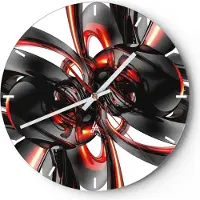 ARTTOR Wanduhr - Rund - Glasuhr - Abstrakt Ring Glas Komposition - 40x40cm - Schleichendes Uhrwerk - Lautlos - zum Aufhängen bereit - Dekoration Modern - Wanddekoration aus Glas - C3AR40x40-1342