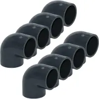 Haf 8x PVC Fittings Winkel 90° mit 50mm x 50mm | Klebemuffe x Klebemuffe | Winkelverbinder aus grauem PVC-U | PN16 für PVC Rohr, Schwimmbad & Teich