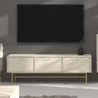 Masseno TV-Schrank TORINO 180 cm Fernsehschrank mit 3 Türen TV-Lowboard für Wohnzimmer Modern 180x40,8x62,5 cm Beige / Beige