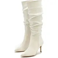 LASCANA Reißverschlussstiefel Langschaft, High-Heel Stiefelette, Slouchy Boots, Stiefel, beige Größe 41
