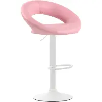 DELUKE Barhocker MEKIM - Kunstleder Pink 53x47x80 cm Weiß | Barstuhl Höhenverstellbar Mit Lehne Drehbar Tresenhocker Tresenstuhl Kneipenhocker Kneipenstuhl